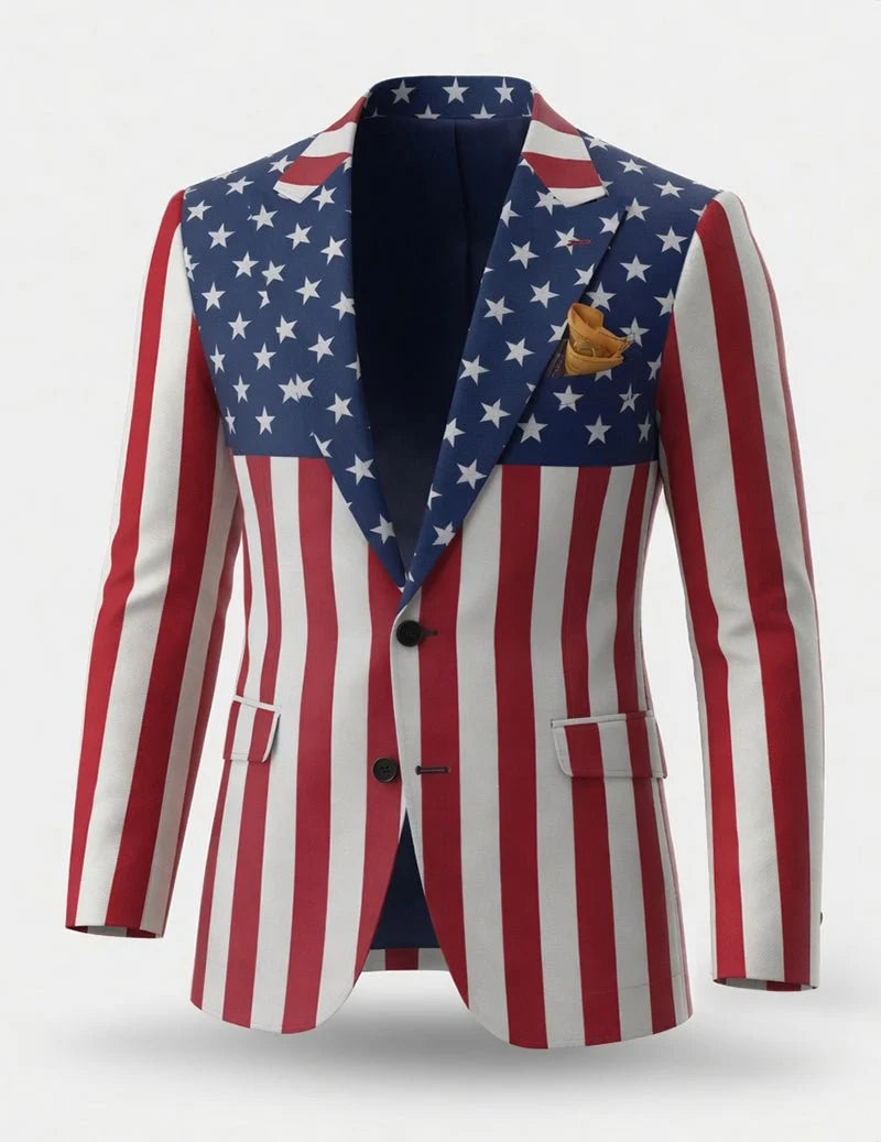 Men's Slim Fit Printed Blazer with Structured Lapels 3