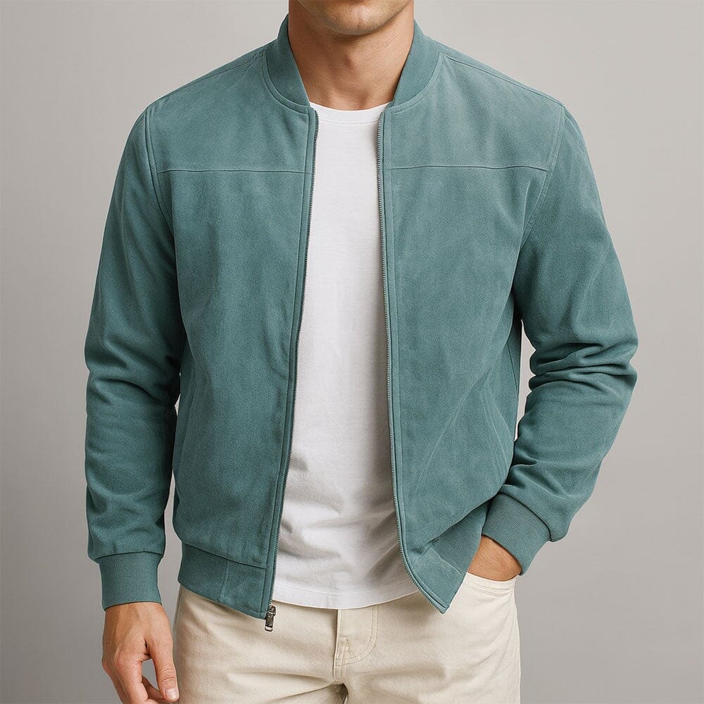 Men's Slim Suede Bomber Jacket | Lightweight Transitional Layer 2