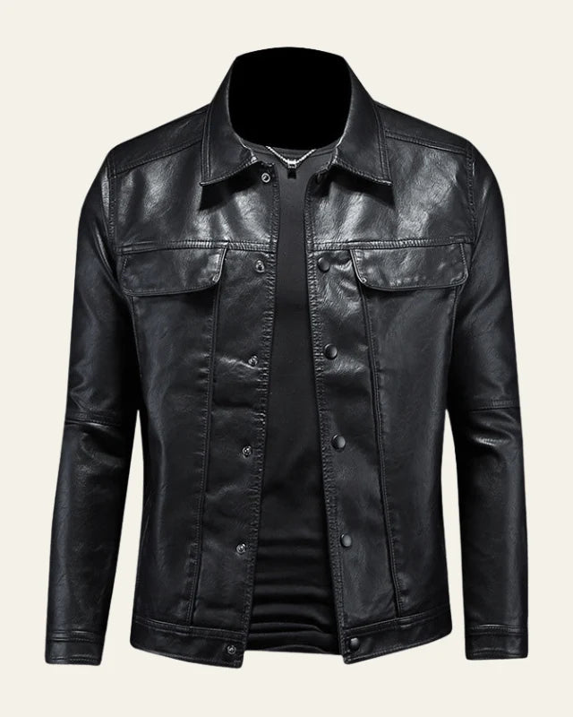 Men's Snap-Front Biker Jacket | Regular Fit Casual Layer 1