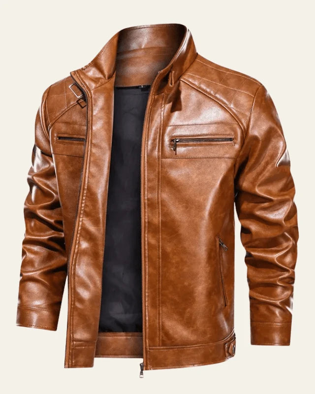 Men's Stand-Collar Biker Jacket | Zip-Up Casual Layer 0