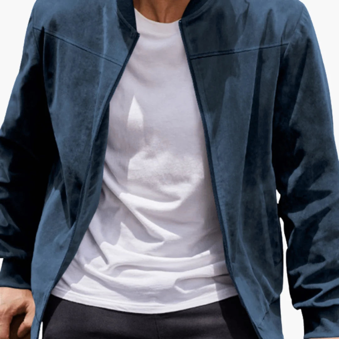 Men's Suede Bomber Jacket | Casual Zip-Up Layer for Everyday Wear 2