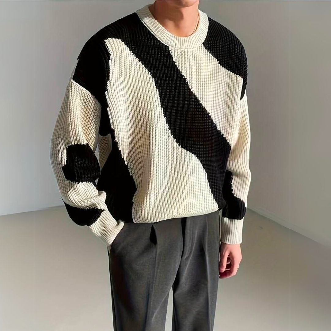 Men's Sweater | Relaxed Fit Color Block Knit for Everyday Style 1