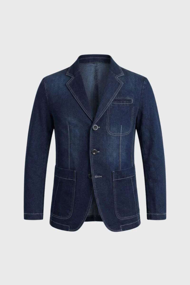 Men's Tailored Blazer with Patch Pockets and Button Front 1