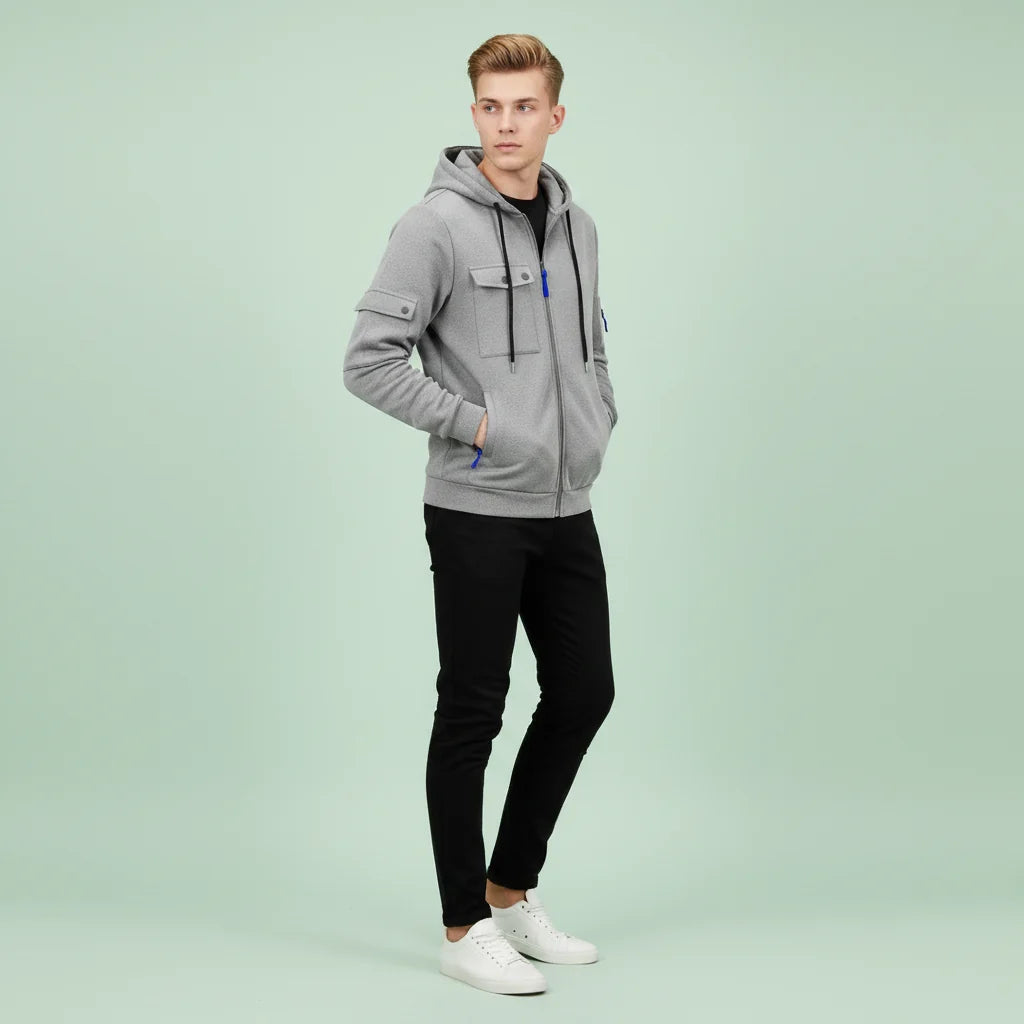 Men's Utility Jacket | Hooded Zip-Up with Multi Pockets 5