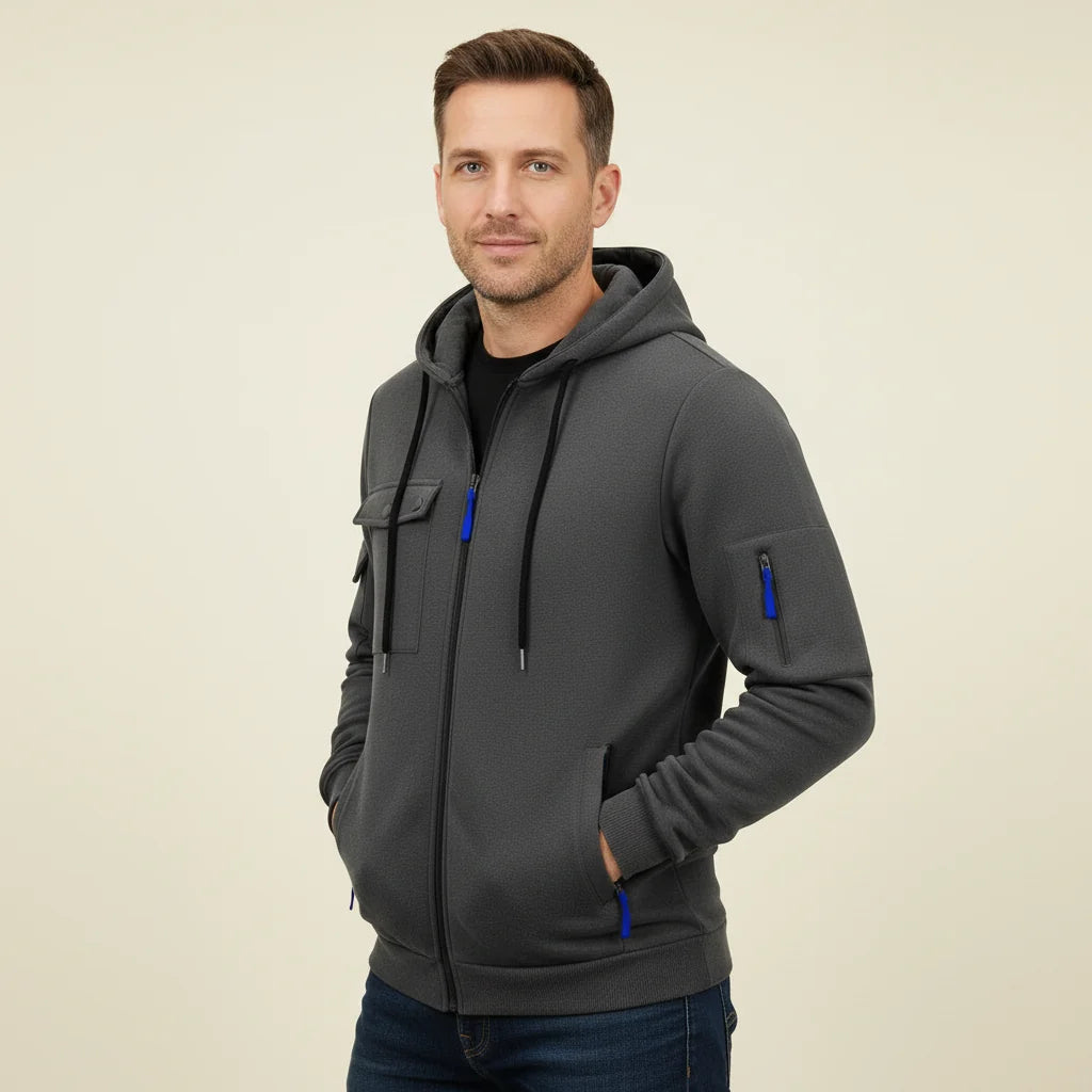 Men's Utility Jacket | Hooded Zip-Up with Multi Pockets 8