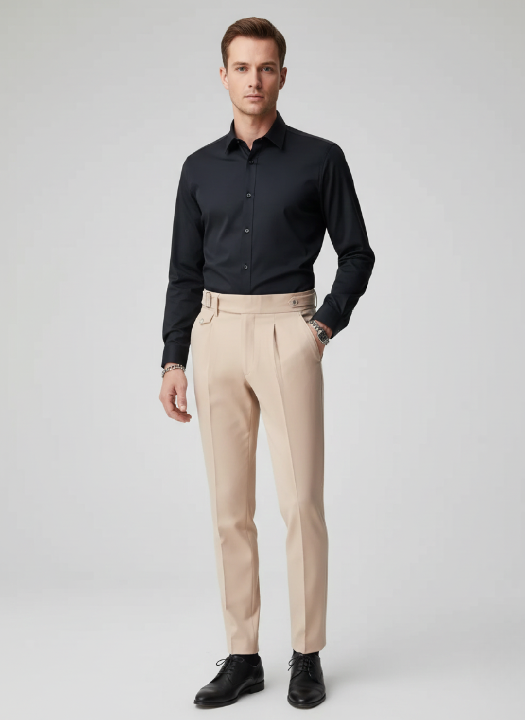 Lorenzo | Pleated Trousers | Adjustable Waistband | Tailored Fit