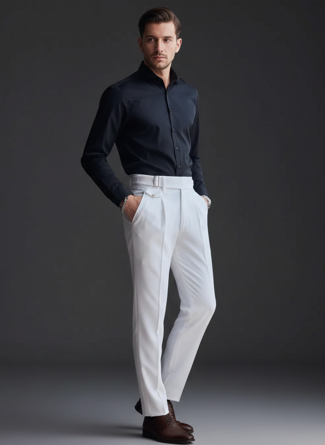Lorenzo | Pleated Trousers | Adjustable Waistband | Tailored Fit