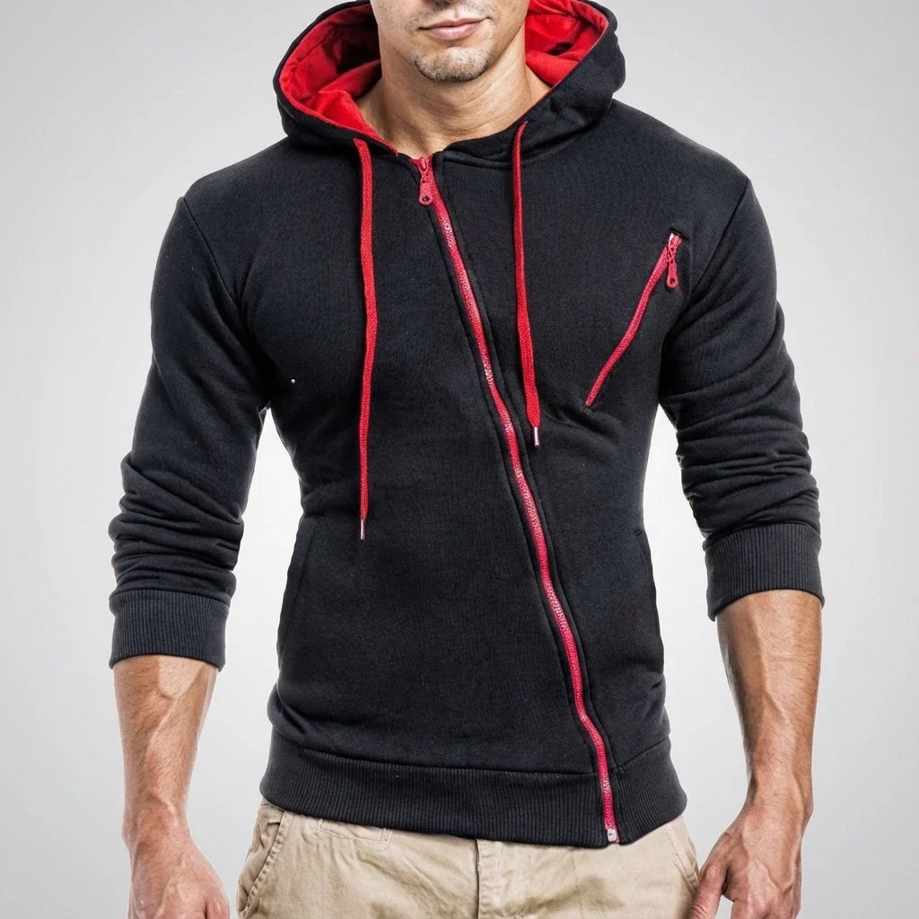 Men's Asymmetric Zip Training Jacket with Hooded Design 5