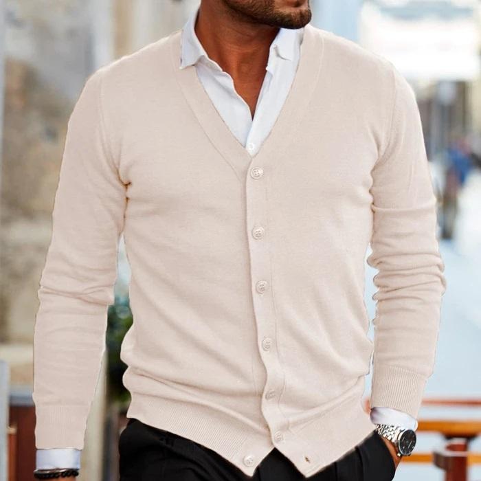 Men's Black Cardigan | Soft Knit V-Neck Button-Up Sweater 5