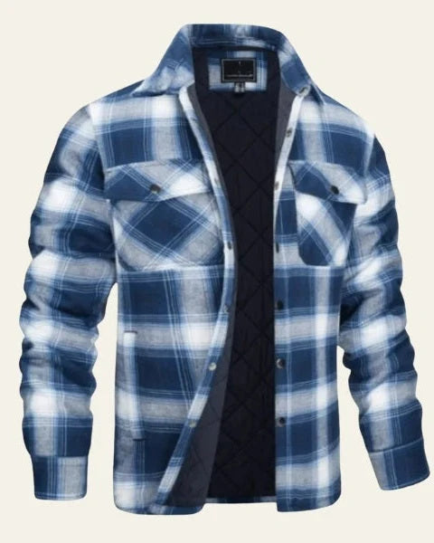 Men's Checked Shirt Jacket | Warm Snap-Front Layer 0