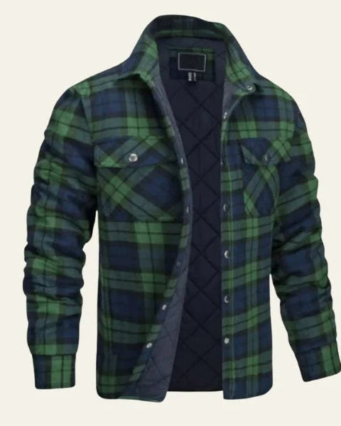 Men's Checked Shirt Jacket | Warm Snap-Front Layer 1