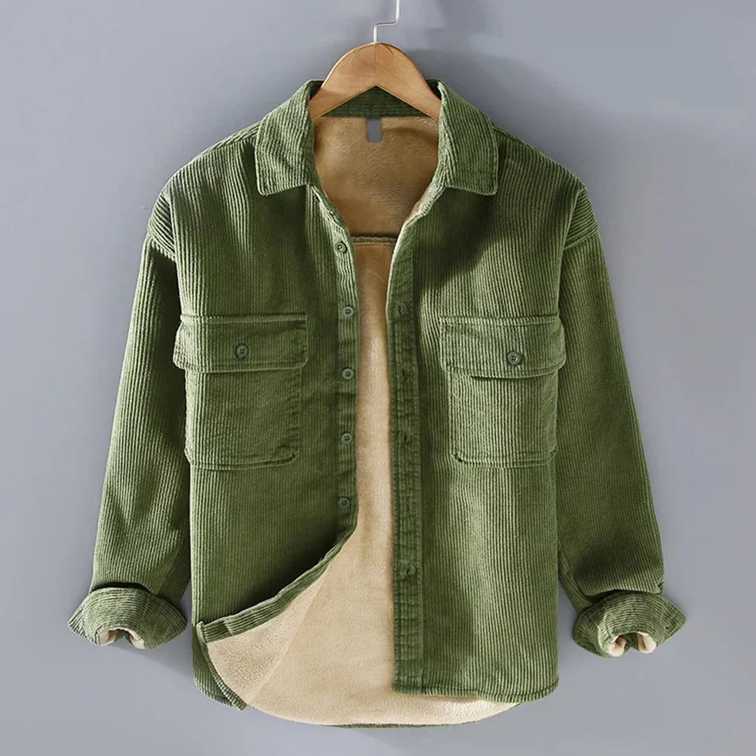 Men's Corduroy Overshirt Jacket | Warm Button-Up with Chest Pockets 3