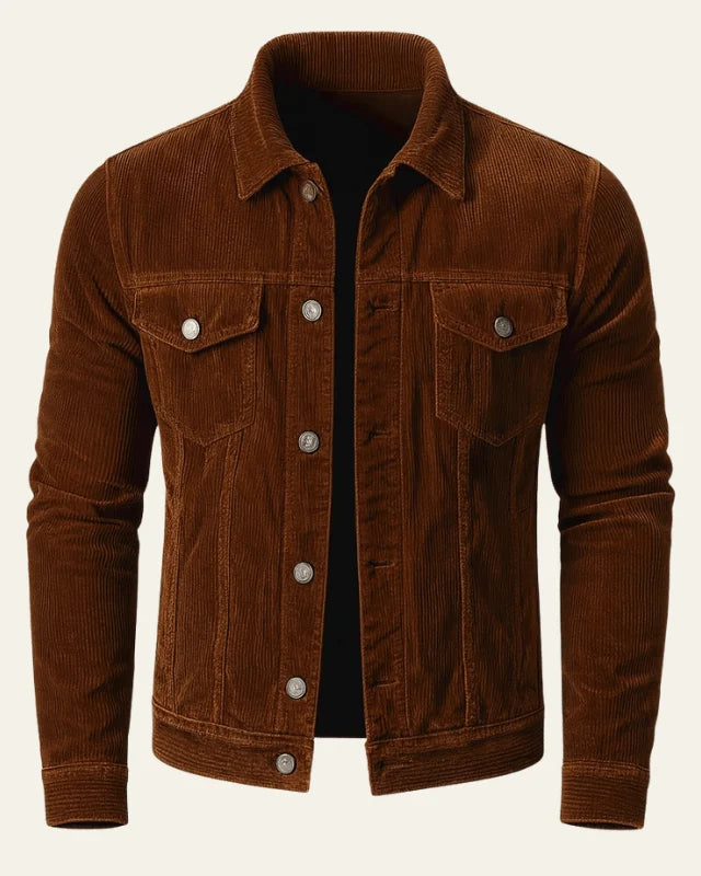 Men's Corduroy Trucker Jacket | Regular Fit Button-Front Layer 1