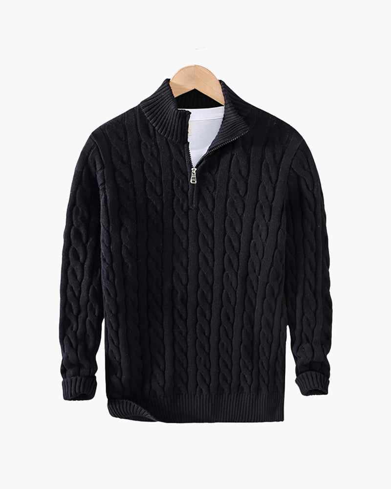 Men's Cotton Cable Knit Half-Zip Pullover Sweater 3