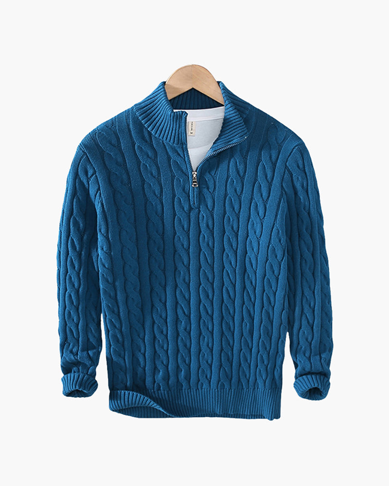 Men's Cotton Cable Knit Half-Zip Pullover Sweater 4
