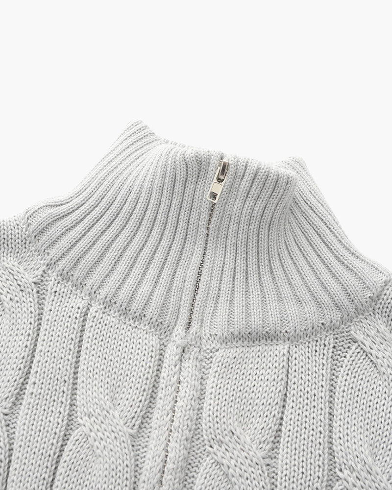 Men's Cotton Cable Knit Half-Zip Pullover Sweater 5