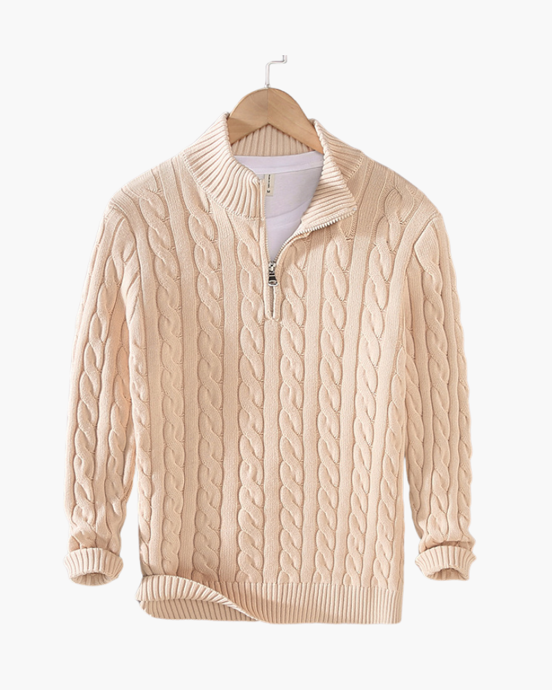 Men's Cotton Cable Knit Half-Zip Pullover Sweater 7