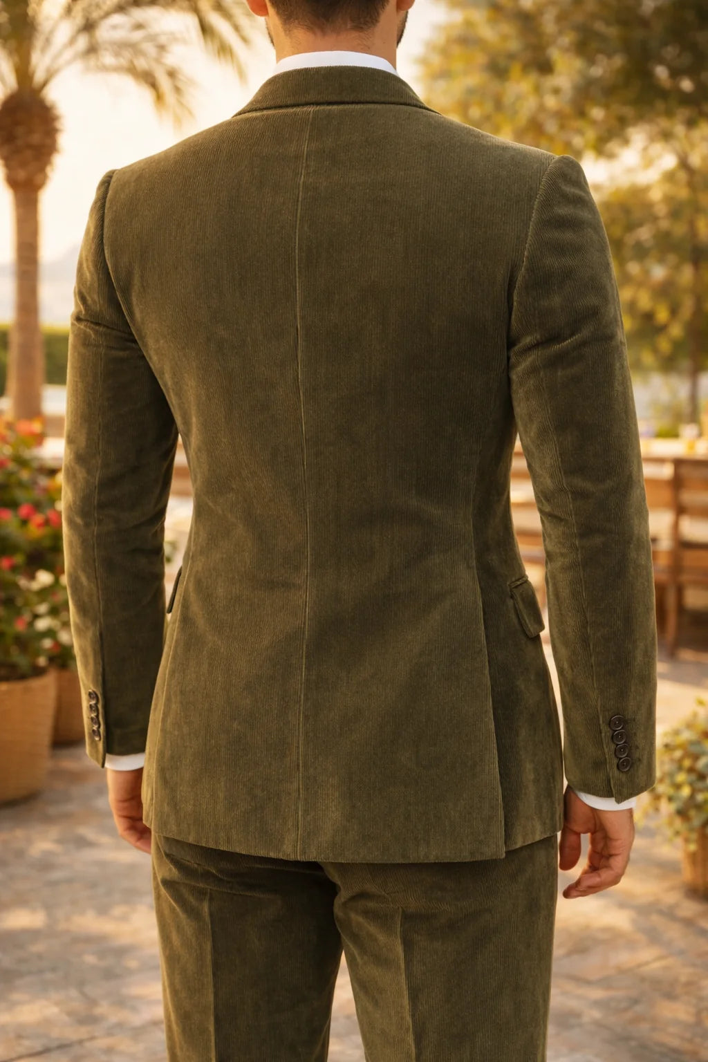 Men's Double Breasted Corduroy Blazer with Peak Lapel 1