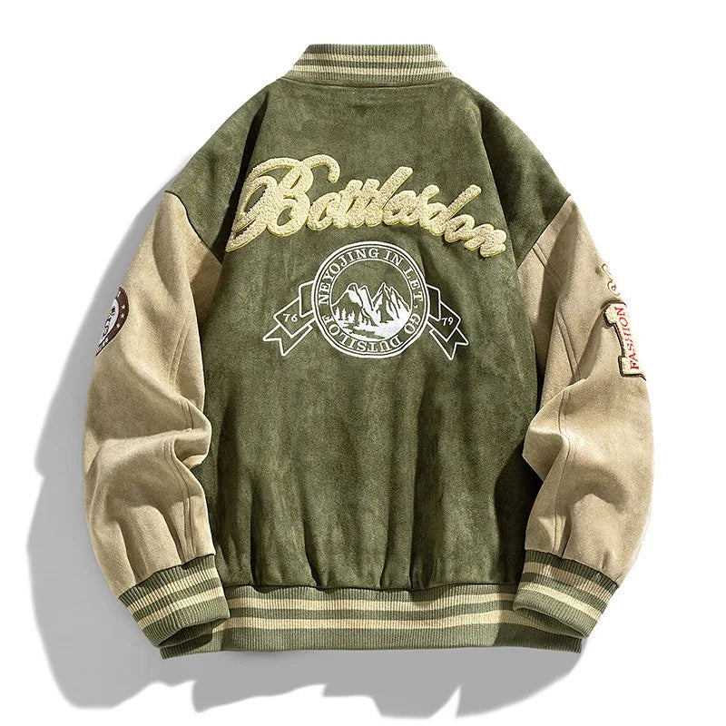 Men's Embroidered Varsity Jacket | Relaxed Fit Streetwear Layer 2