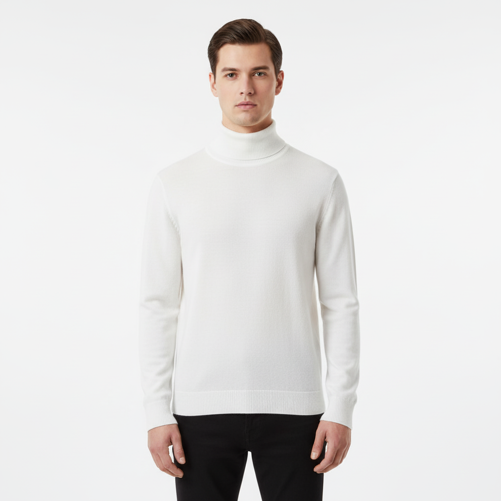 Men's Fine Knit Turtleneck Sweater | Regular Fit Ribbed Cuffs 3