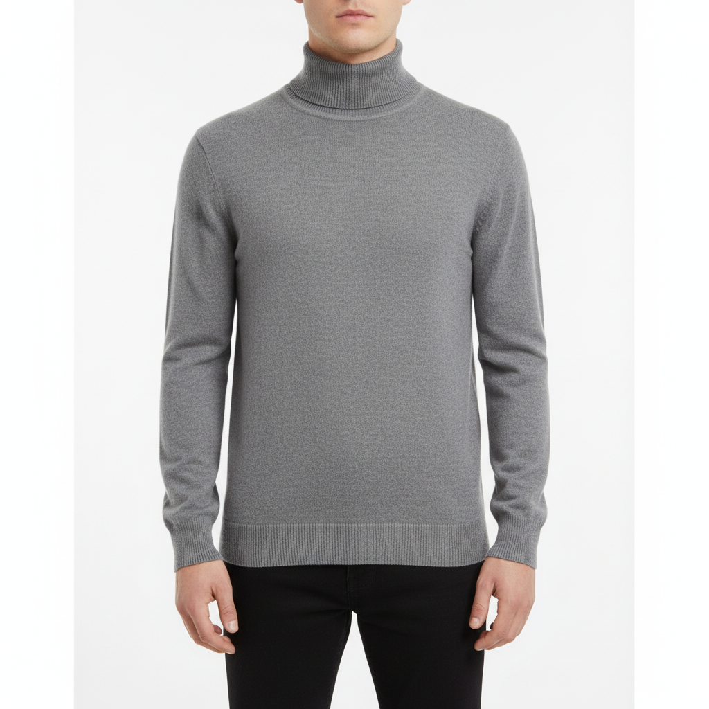 Men's Fine Knit Turtleneck Sweater | Regular Fit Ribbed Cuffs 4