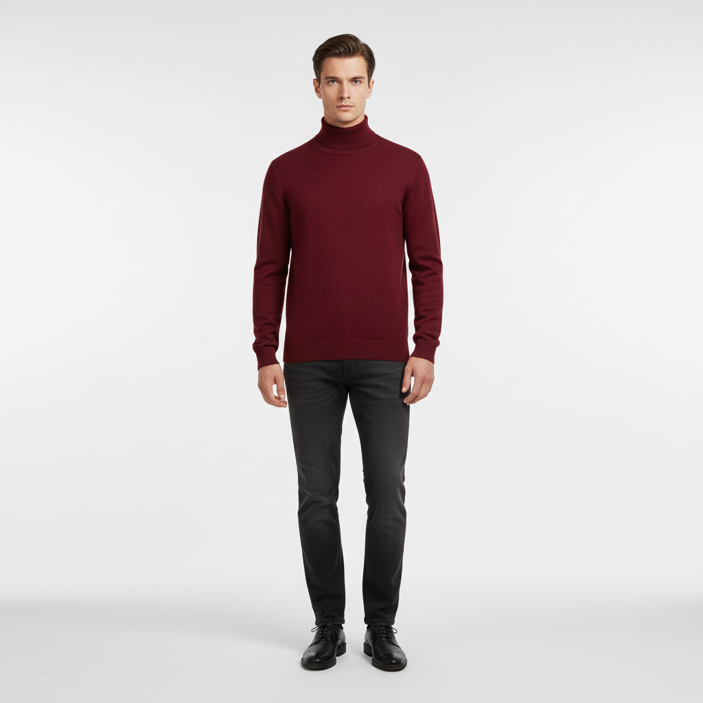 Men's Fine Knit Turtleneck Sweater | Regular Fit Ribbed Cuffs 5