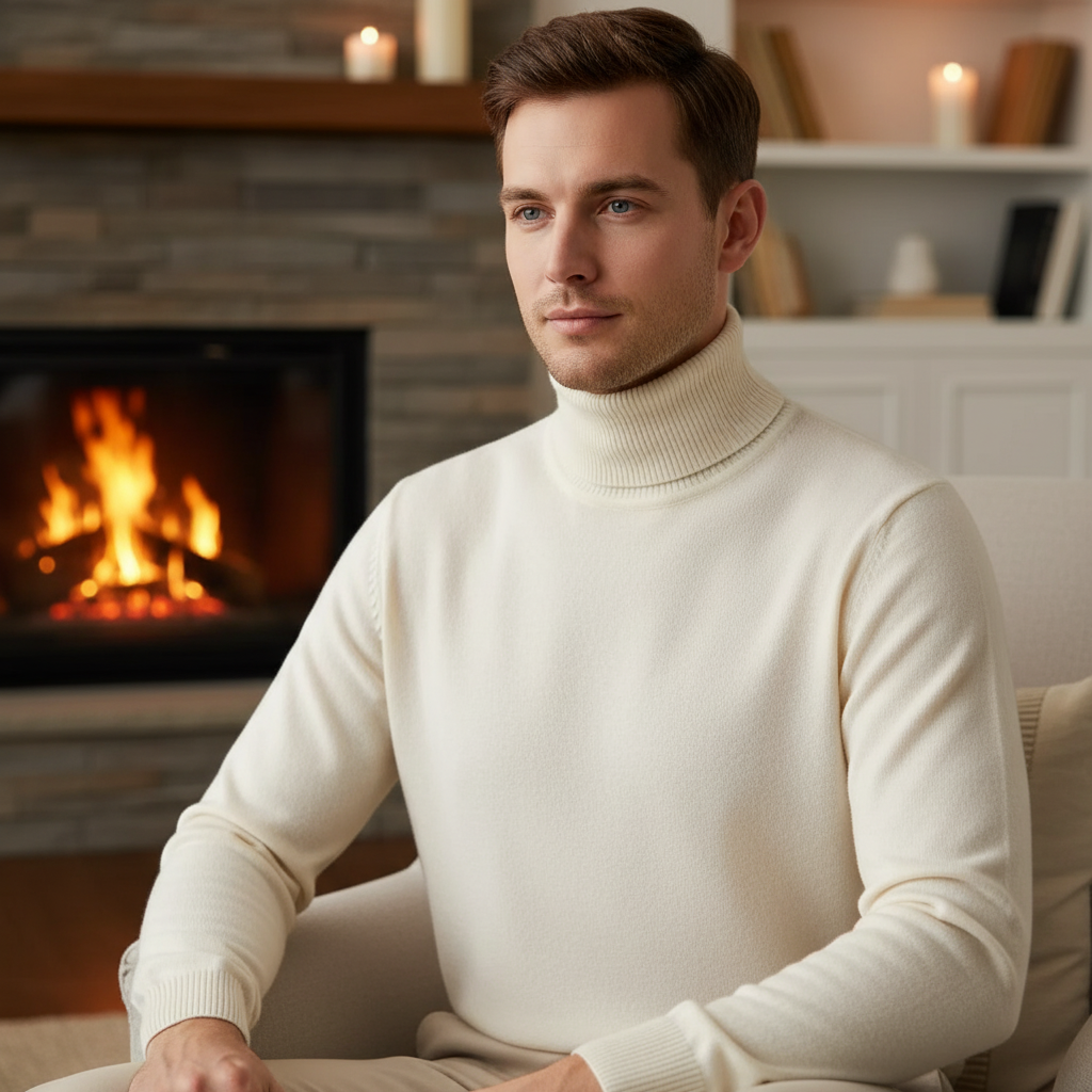 Men's Fine Knit Turtleneck Sweater | Regular Fit Ribbed Cuffs 6