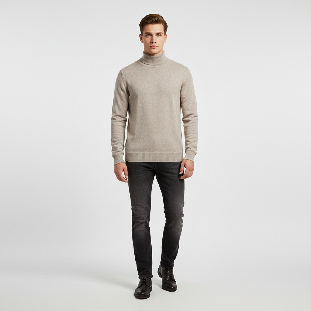 Men's Fine Knit Turtleneck Sweater | Ribbed Cuffs & Straight Fit 0
