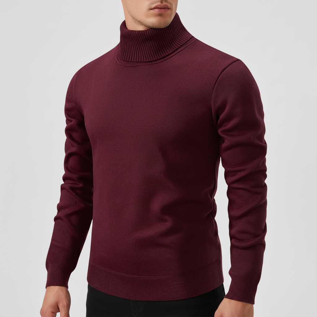 Men's Fine Knit Turtleneck Sweater | Ribbed Cuffs & Straight Fit 3