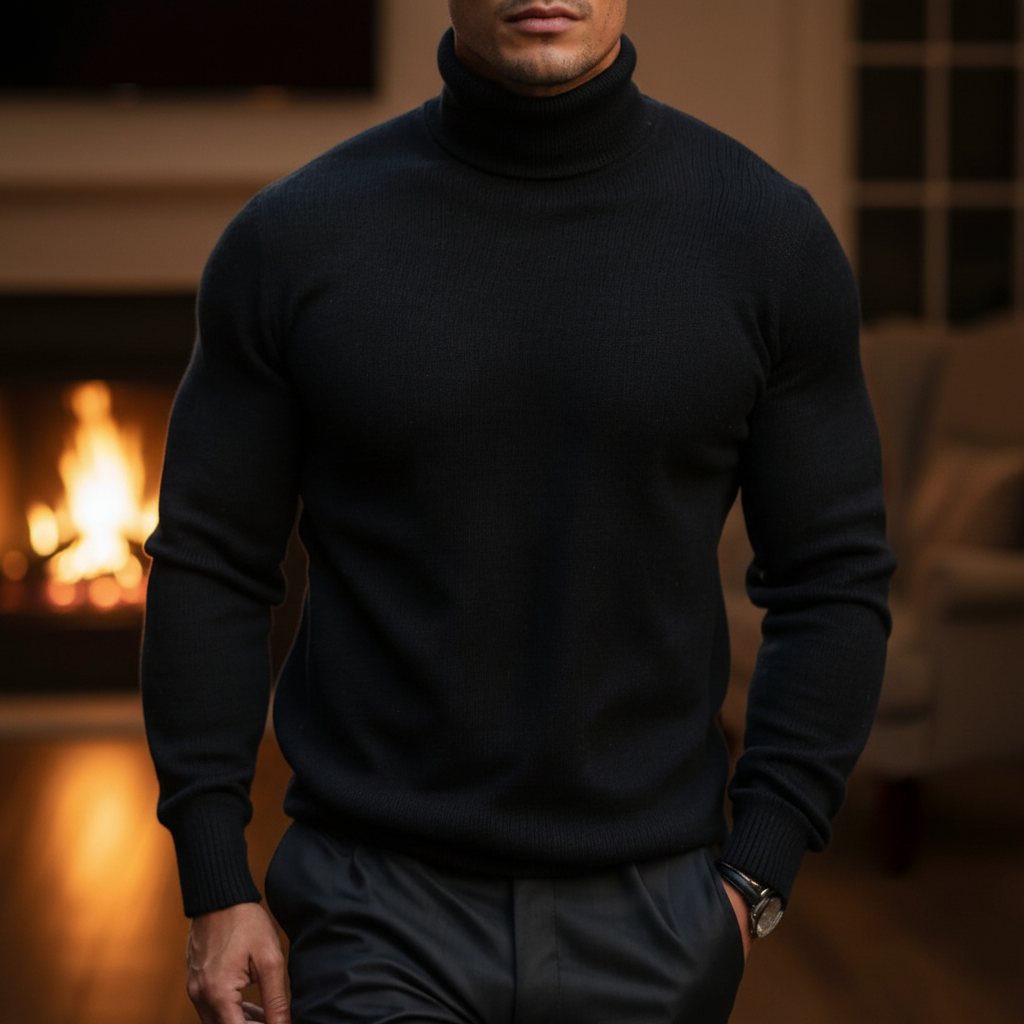 Men's Fine Knit Turtleneck Sweater | Ribbed Cuffs & Straight Fit 5