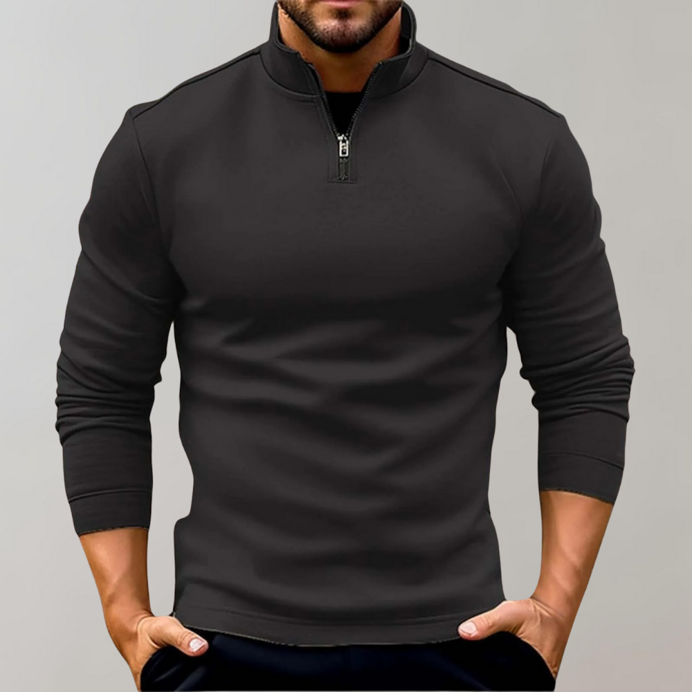 Men's Fitted Half-Zip Sweater | Lightweight Long Sleeve Knit 0