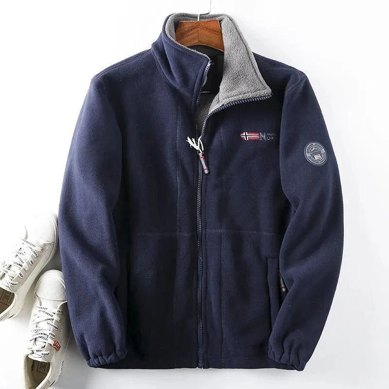 Men's Fleece Jacket | Full-Zip High Collar Cold Weather Layer 0