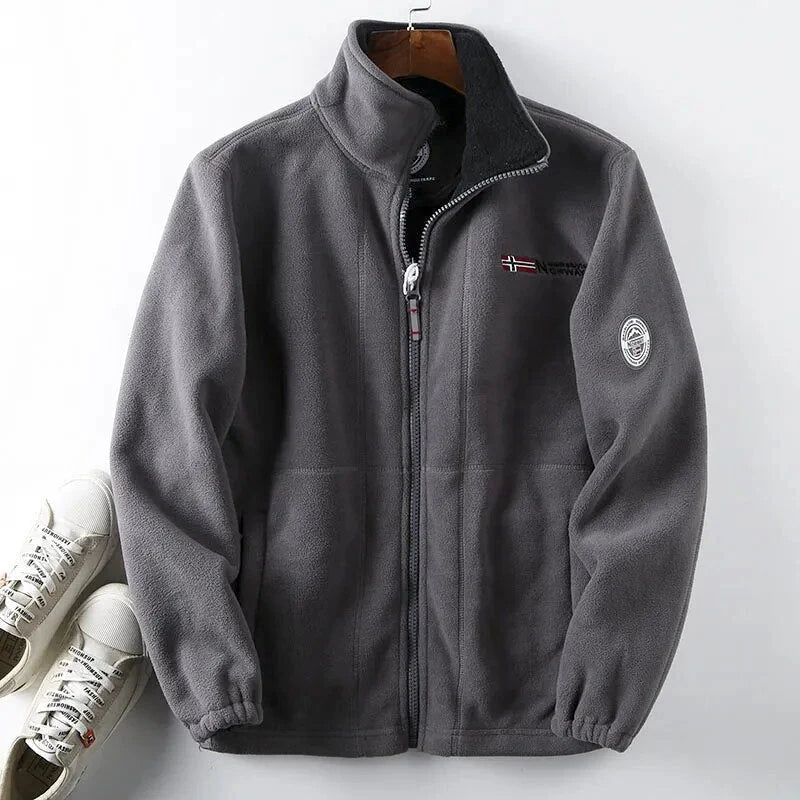 Men's Fleece Jacket | Full-Zip High Collar Cold Weather Layer 1