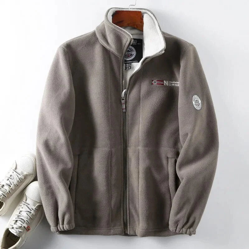 Men's Fleece Jacket | Full-Zip High Collar Cold Weather Layer 2
