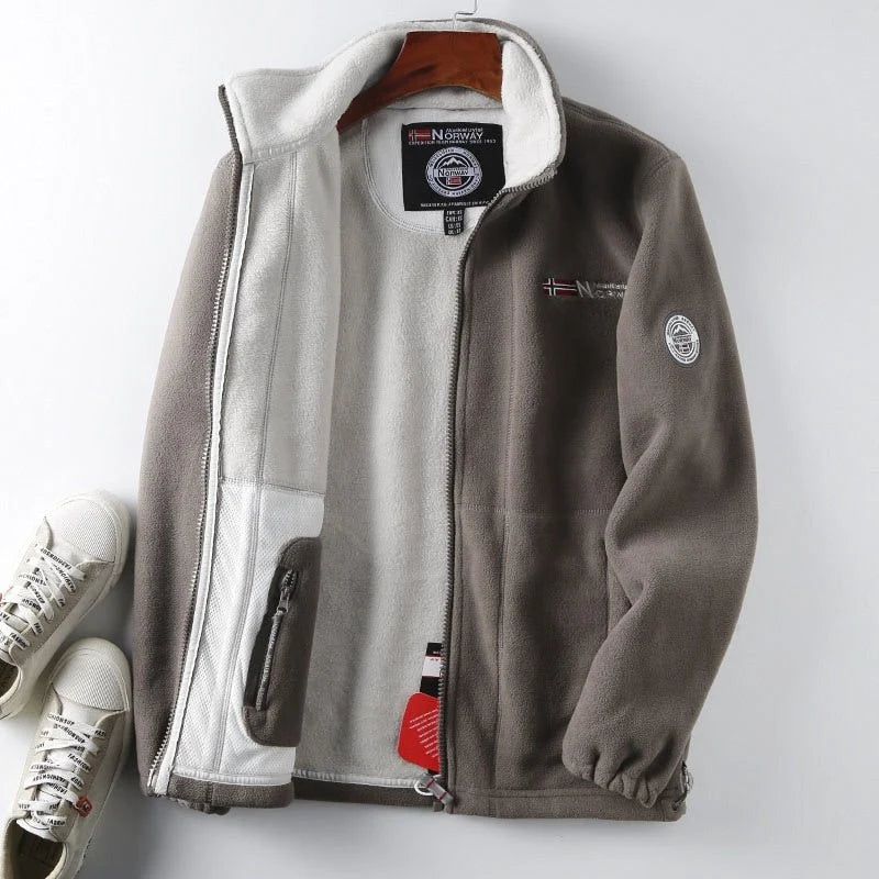Men's Fleece Jacket | Full-Zip High Collar Cold Weather Layer 3