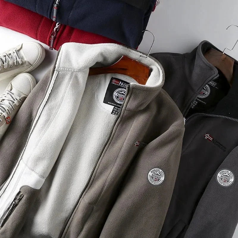 Men's Fleece Jacket | Full-Zip High Collar Cold Weather Layer 5