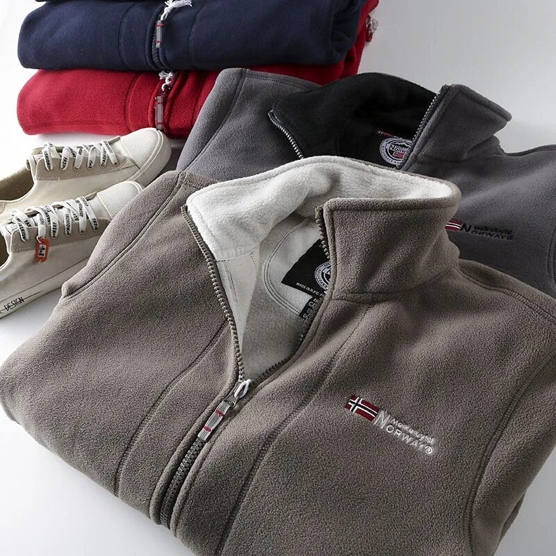 Men's Fleece Jacket | Full-Zip High Collar Cold Weather Layer 6