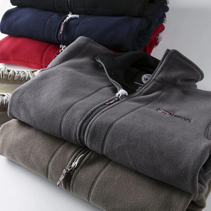 Men's Fleece Jacket | Full-Zip High Collar Cold Weather Layer 7