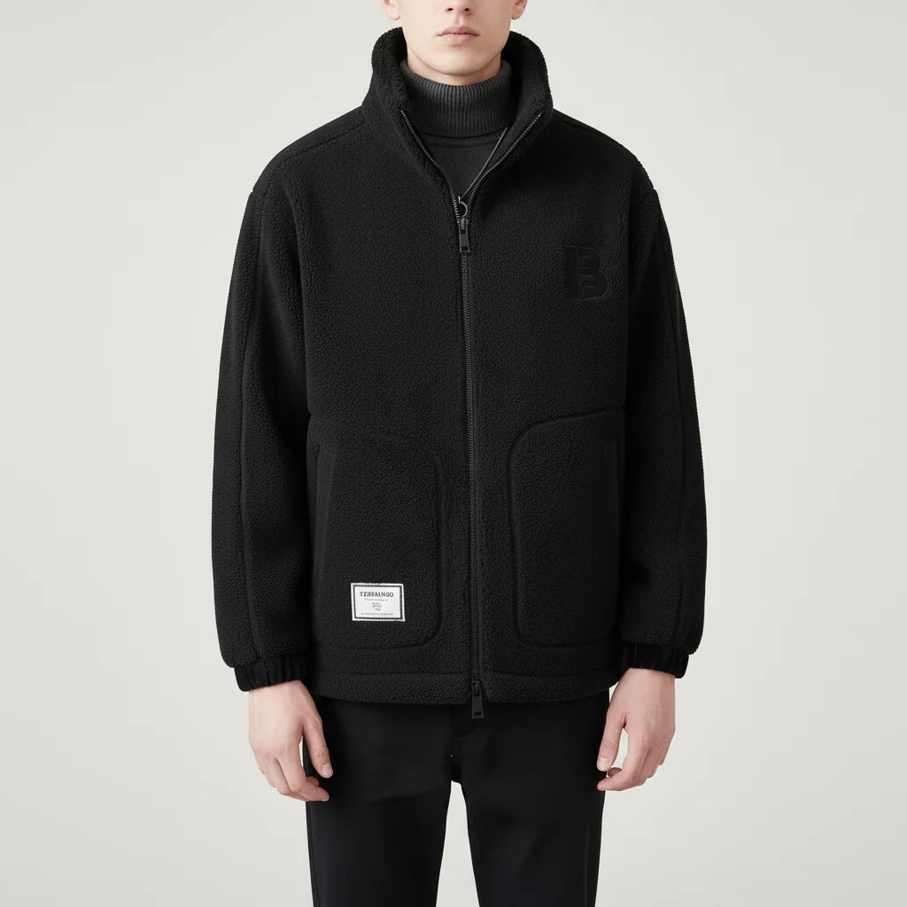 Men's Fleece Jacket | Lightweight High-Collar Zip-Up for Warmth 0