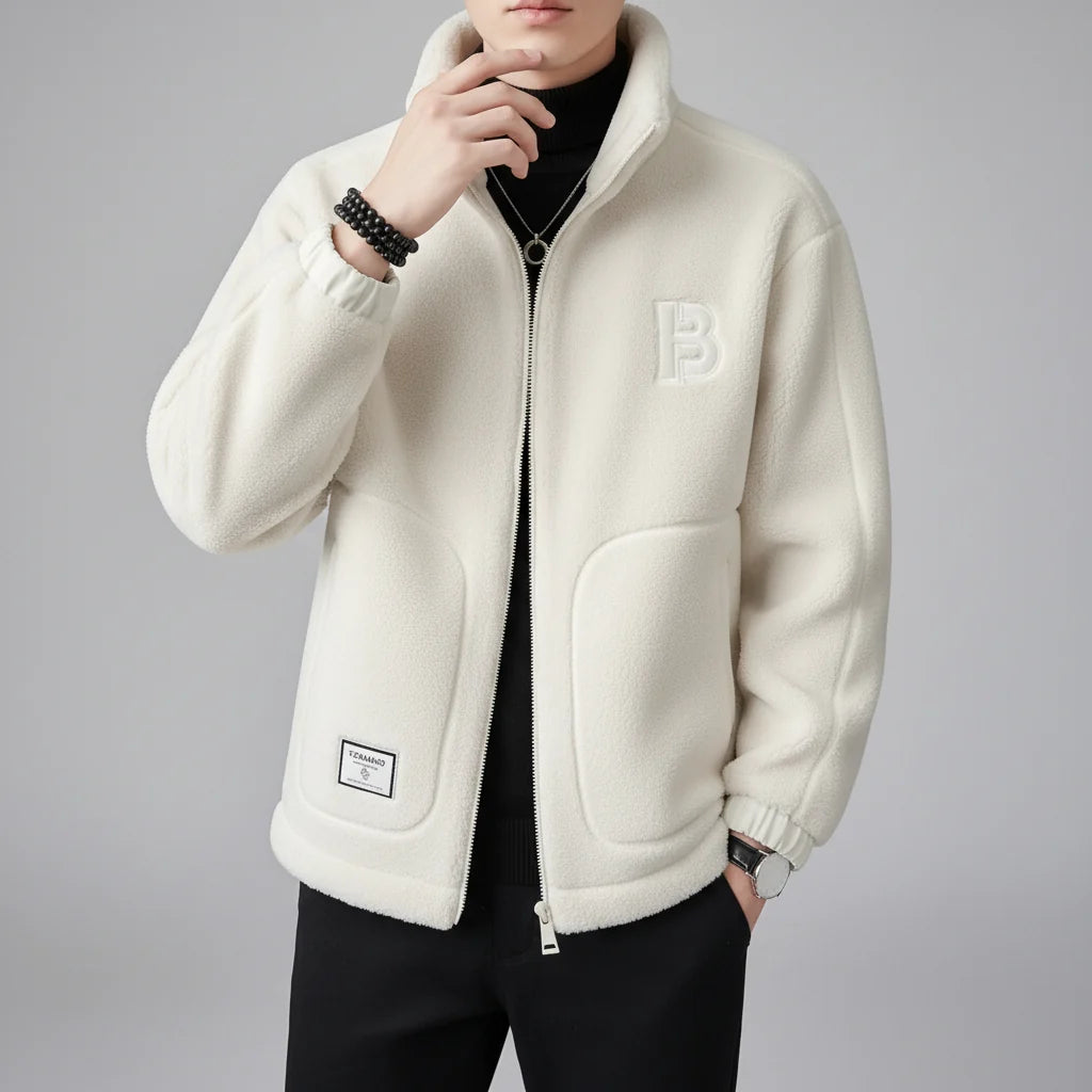 Men's Fleece Jacket | Lightweight High-Collar Zip-Up for Warmth 1