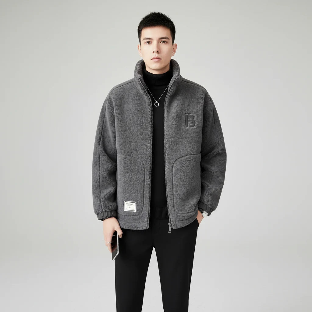 Men's Fleece Jacket | Lightweight High-Collar Zip-Up for Warmth 2