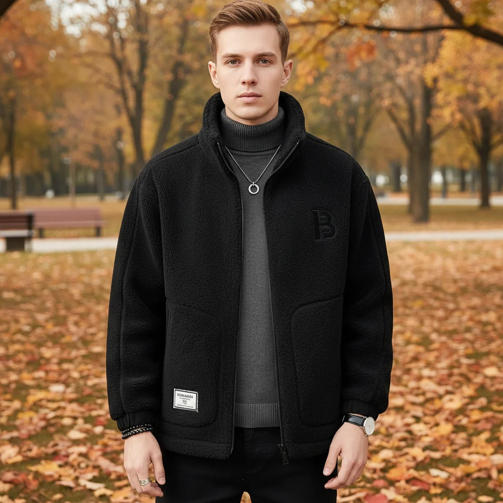 Men's Fleece Jacket | Lightweight High-Collar Zip-Up for Warmth 3