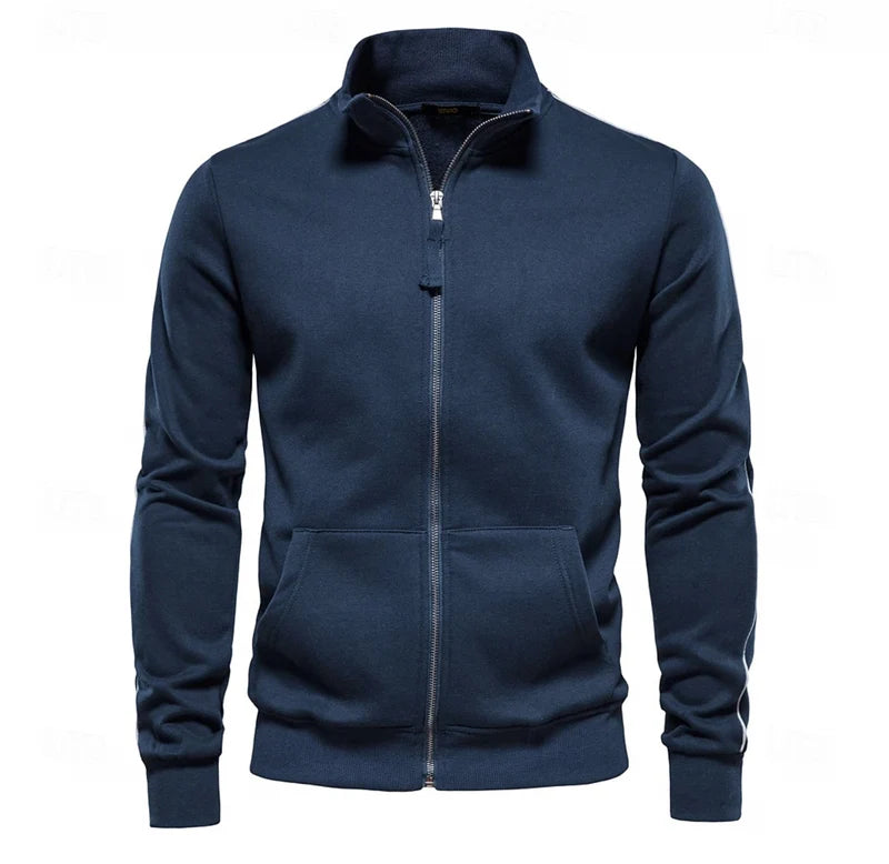 Men's Full Zip Sweatshirt Jacket with Stand Collar and Pockets 0