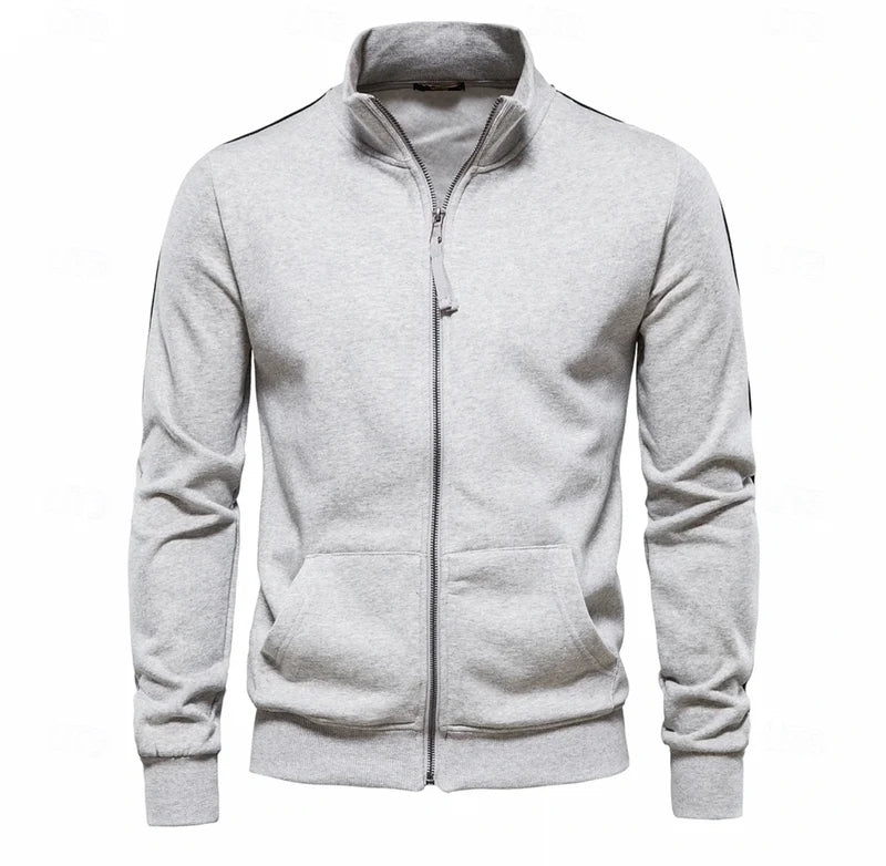 Men's Full Zip Sweatshirt Jacket with Stand Collar and Pockets 1