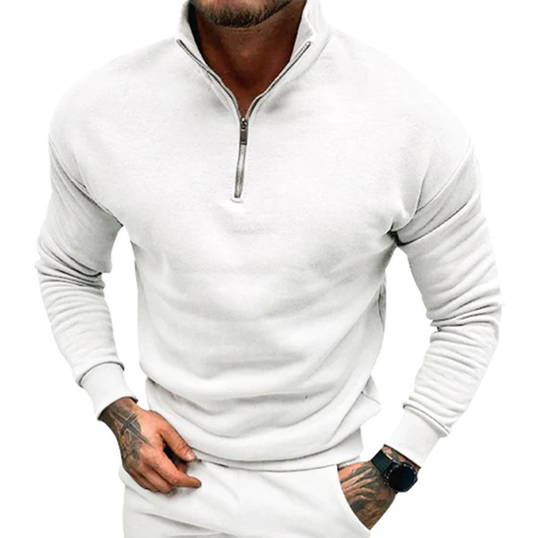 Men's Half-Zip Sweater with Stand-Up Collar | Streamlined Fit 0