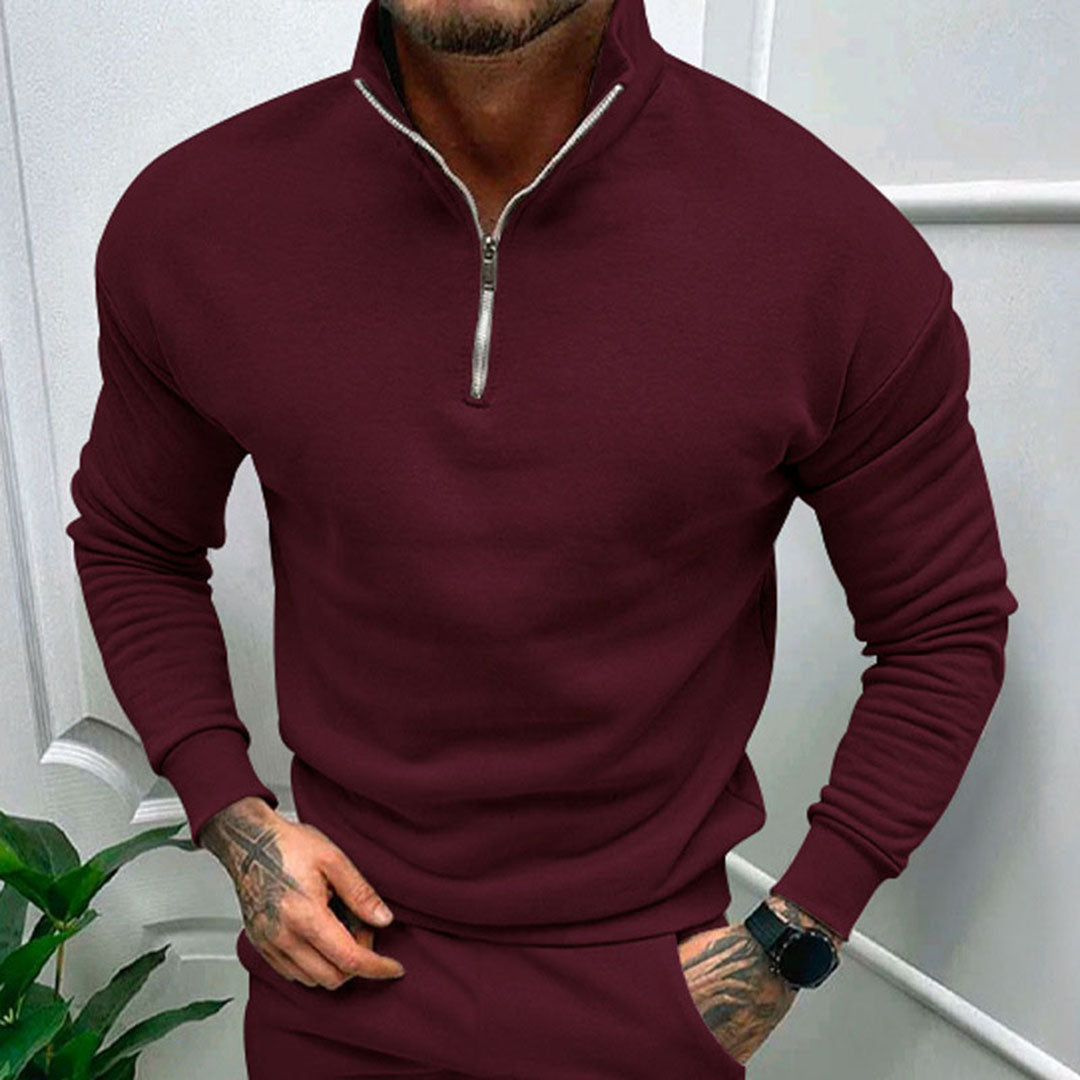 Men's Half-Zip Sweater with Stand-Up Collar | Streamlined Fit 1