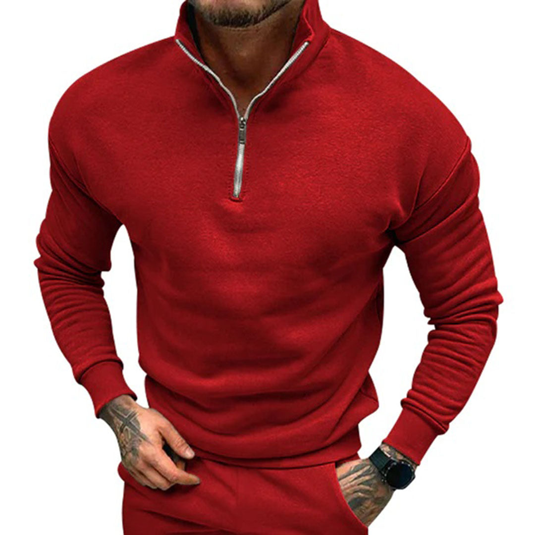 Men's Half-Zip Sweater with Stand-Up Collar | Streamlined Fit 10