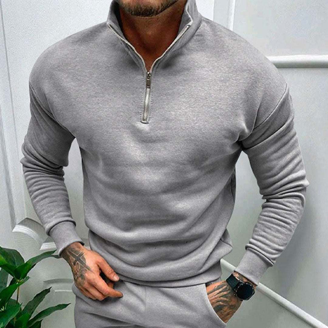 Men's Half-Zip Sweater with Stand-Up Collar | Streamlined Fit 2