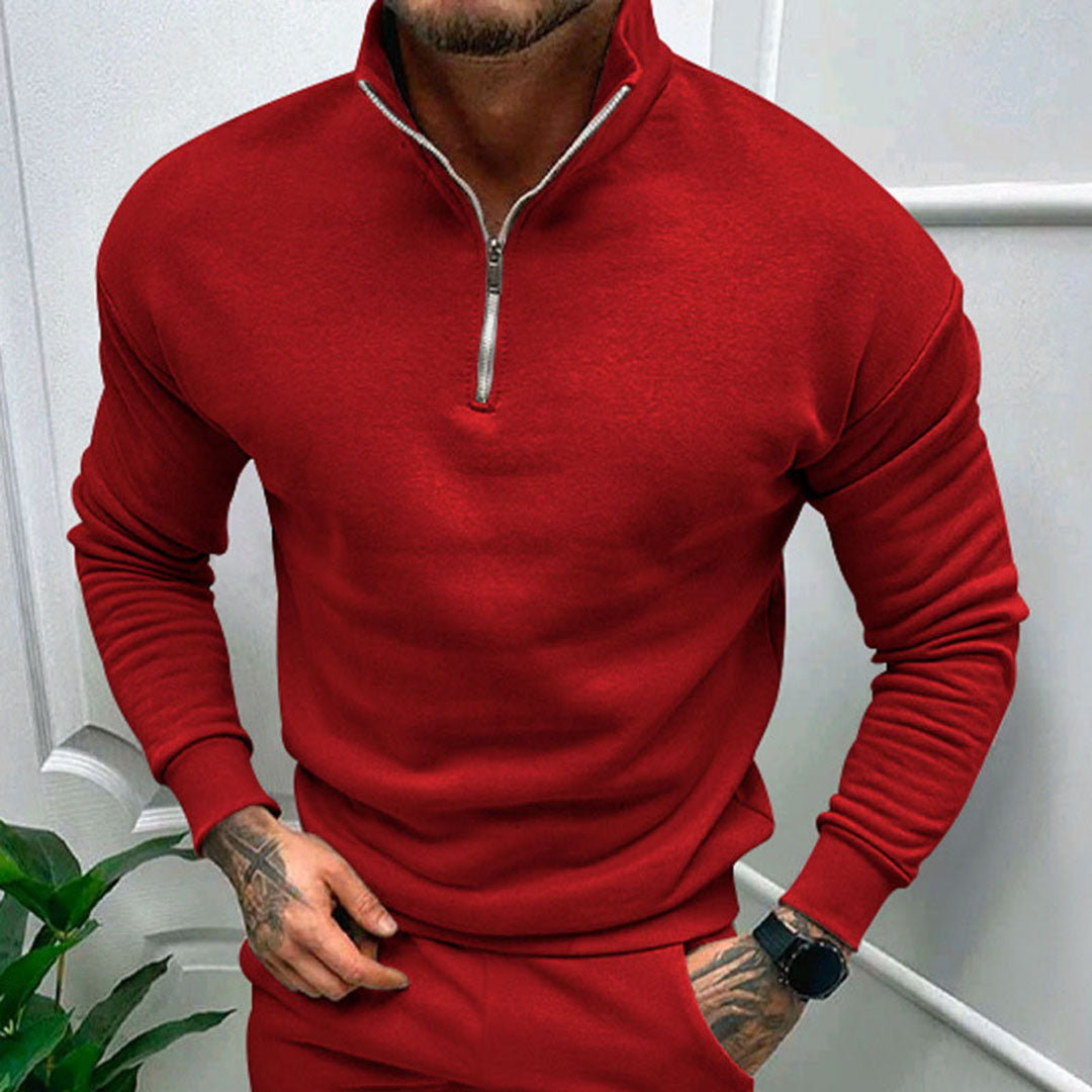 Men's Half-Zip Sweater with Stand-Up Collar | Streamlined Fit 3
