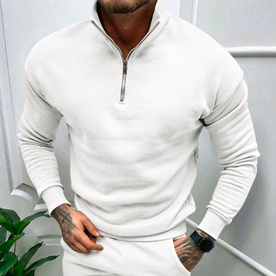 Men's Half-Zip Sweater with Stand-Up Collar | Streamlined Fit 4